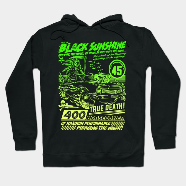 "BLACK SUNSHINE" GREEN LIME Hoodie by joeyjamesartworx